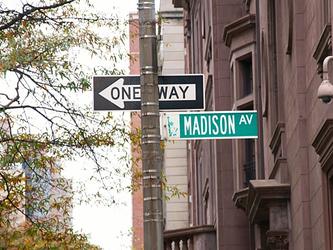 New York street signs and buildings
